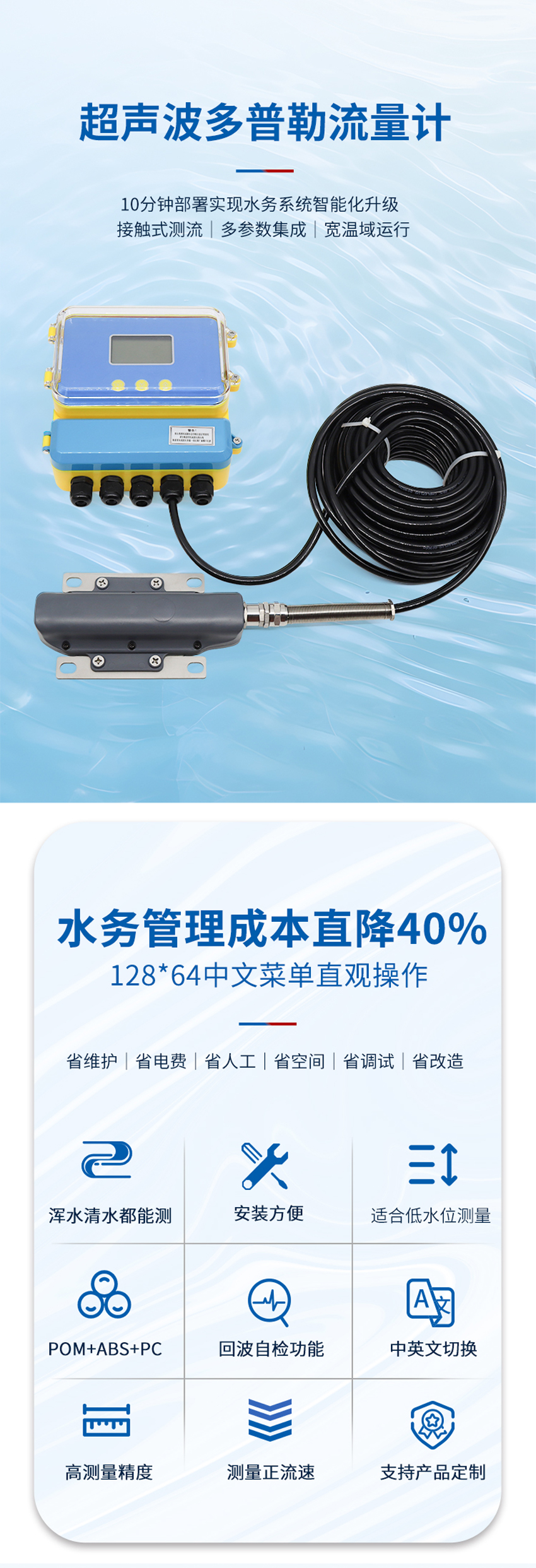 超声波多普勒流量计(黄色外壳主机-使用小型1只眼睛流速仪0°发射角).详情页_01.jpg
